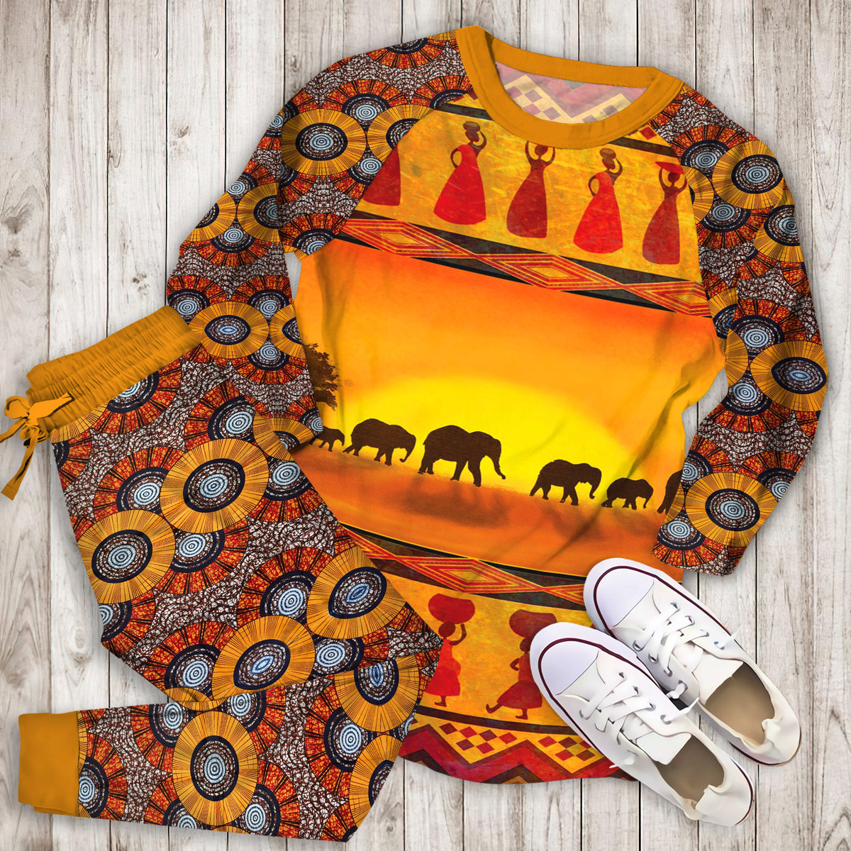 African Girl Pajama Set | Pajamas | Cotton Sleepwear Sets | Soft Long Sleeve Pjs | Raglan Shirt and Pants Set