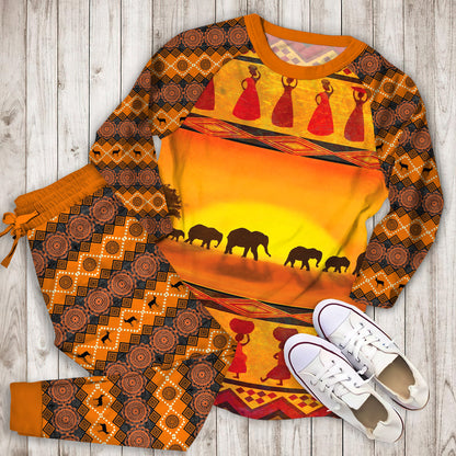 African Girl Pajama Set | Pajamas | Cotton Sleepwear Sets | Soft Long Sleeve Pjs | Raglan Shirt and Pants Set