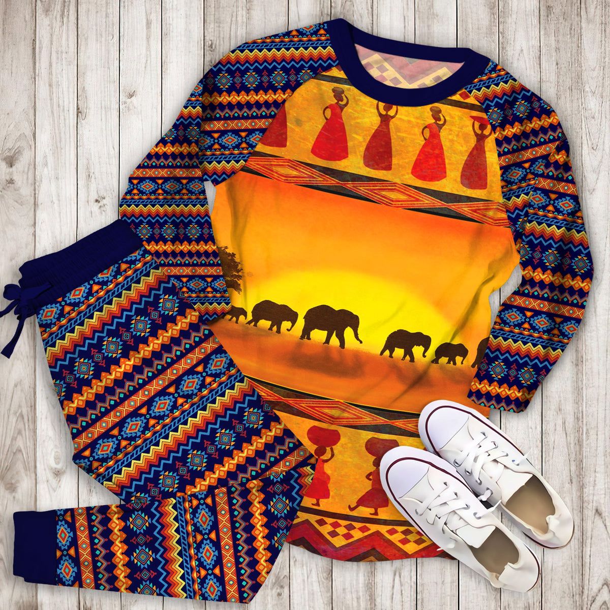 African Girl Pajama Set | Pajamas | Cotton Sleepwear Sets | Soft Long Sleeve Pjs | Raglan Shirt and Pants Set