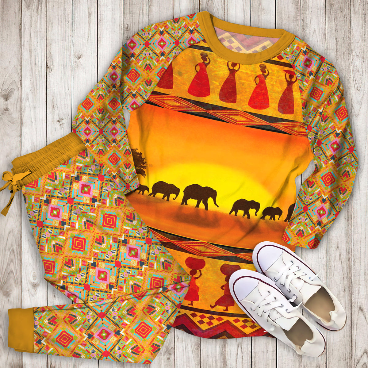 African Girl Pajama Set | Pajamas | Cotton Sleepwear Sets | Soft Long Sleeve Pjs | Raglan Shirt and Pants Set