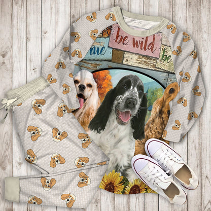 Cocker Spaniel Farm Pajama Set |Sleepwear Pjs Sets | Raglan Shirt Pants Set