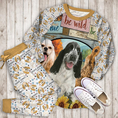 Cocker Spaniel Farm Pajama Set |Sleepwear Pjs Sets | Raglan Shirt Pants Set