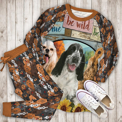 Cocker Spaniel Farm Pajama Set |Sleepwear Pjs Sets | Raglan Shirt Pants Set