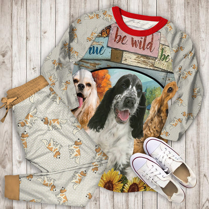 Cocker Spaniel Farm Pajama Set |Sleepwear Pjs Sets | Raglan Shirt Pants Set