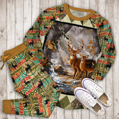 Hunting Pajama Set | Pajamas | Cotton Sleepwear Sets | Soft Long Sleeve Pjs | Raglan Shirt and Pants Set