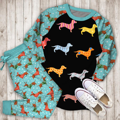 Dachshund Pajama Set |Sleepwear Pjs Sets | Raglan Shirt Pants Set
