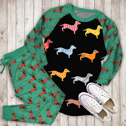 Dachshund Pajama Set |Sleepwear Pjs Sets | Raglan Shirt Pants Set