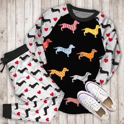 Dachshund Pajama Set |Sleepwear Pjs Sets | Raglan Shirt Pants Set
