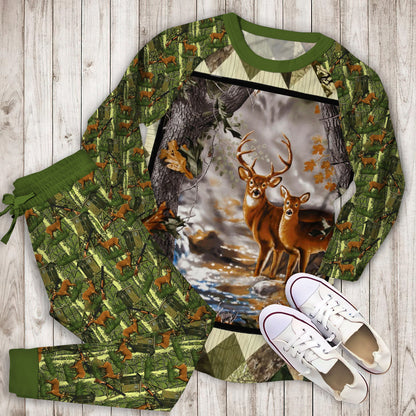 Hunting Pajama Set | Pajamas | Cotton Sleepwear Sets | Soft Long Sleeve Pjs | Raglan Shirt and Pants Set