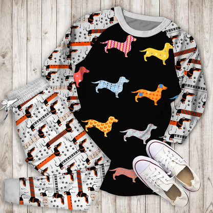 Dachshund Pajama Set |Sleepwear Pjs Sets | Raglan Shirt Pants Set