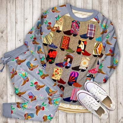 Cowboy Boots Pajama Set |Sleepwear Pjs Sets | Raglan Shirt Pants Set