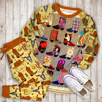 Cowboy Boots Pajama Set |Sleepwear Pjs Sets | Raglan Shirt Pants Set