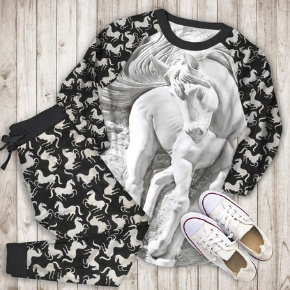 Horse Pajama Set | Pajamas | Cotton Sleepwear Sets | Soft Long Sleeve Pjs | Raglan Shirt and Pants Set