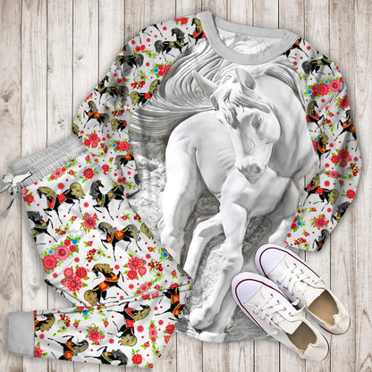 Horse Pajama Set | Pajamas | Cotton Sleepwear Sets | Soft Long Sleeve Pjs | Raglan Shirt and Pants Set