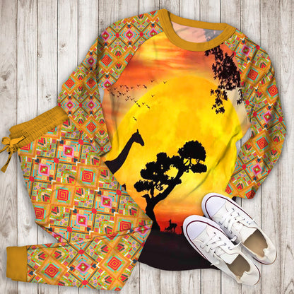 African Pajama Set | Pajamas | Cotton Sleepwear Sets | Soft Long Sleeve Pjs | Raglan Shirt and Pants Set