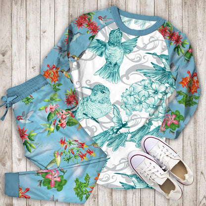 Hummingbird Pajama Set |Sleepwear Pjs Sets | Raglan Shirt Pants Set