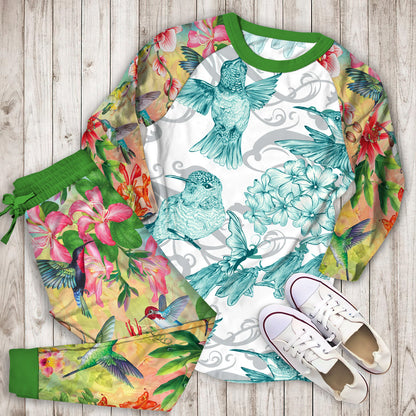 Hummingbird Pajama Set |Sleepwear Pjs Sets | Raglan Shirt Pants Set
