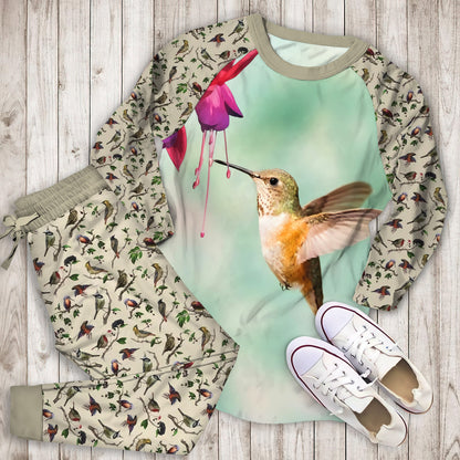 Hummingbird Pajama Set |Sleepwear Pjs Sets | Raglan Shirt Pants Set