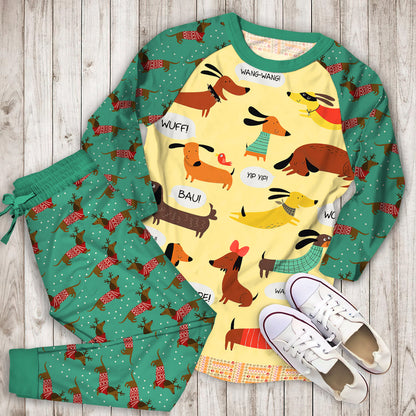 Dachshunds In My Home Pajama Set |Sleepwear Pjs Sets | Raglan Shirt Pants Set