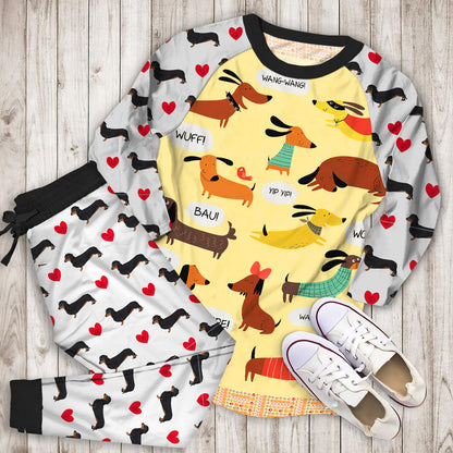 Dachshunds In My Home Pajama Set |Sleepwear Pjs Sets | Raglan Shirt Pants Set