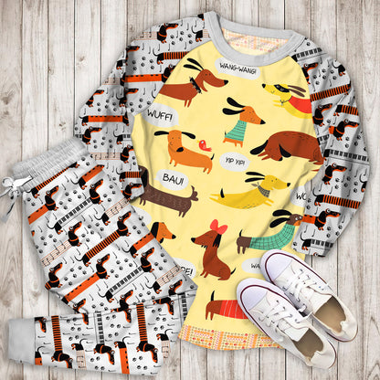 Dachshunds In My Home Pajama Set |Sleepwear Pjs Sets | Raglan Shirt Pants Set
