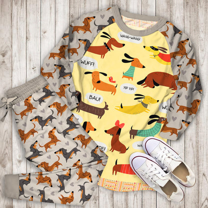 Dachshunds In My Home Pajama Set |Sleepwear Pjs Sets | Raglan Shirt Pants Set