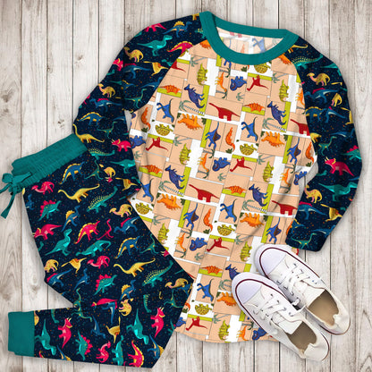 Dinosaur Pajama Set | Pajamas | Cotton Sleepwear Sets | Soft Long Sleeve Pjs | Raglan Shirt and Pants Set
