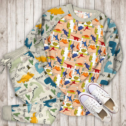 Dinosaur Pajama Set | Pajamas | Cotton Sleepwear Sets | Soft Long Sleeve Pjs | Raglan Shirt and Pants Set