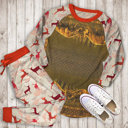 Deer Pajama Set | Pajamas | Cotton Sleepwear Sets | Soft Long Sleeve Pjs | Raglan Shirt and Pants Set