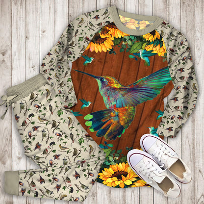 Humming Bird Pajama Set | Pajamas | Cotton Sleepwear Sets | Soft Long Sleeve Pjs | Raglan Shirt and Pants Set