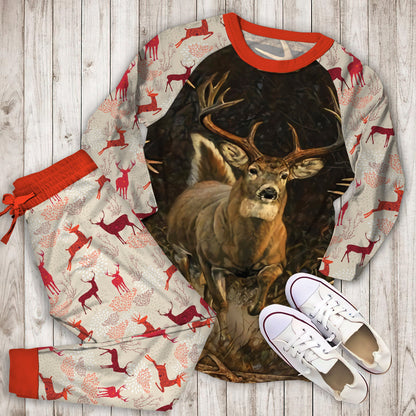 Whitetail Deer Hunting Pajama Set | Pajamas | Cotton Sleepwear Sets | Soft Long Sleeve Pjs | Raglan Shirt and Pants Set