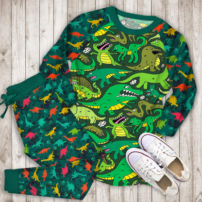 Dinosaurs Pajama Set | Pajamas | Cotton Sleepwear Sets | Soft Long Sleeve Pjs | Raglan Shirt and Pants Set