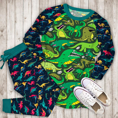 Dinosaurs Pajama Set | Pajamas | Cotton Sleepwear Sets | Soft Long Sleeve Pjs | Raglan Shirt and Pants Set