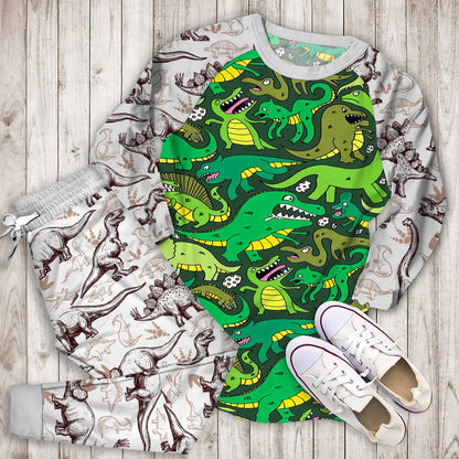 Dinosaurs Pajama Set | Pajamas | Cotton Sleepwear Sets | Soft Long Sleeve Pjs | Raglan Shirt and Pants Set
