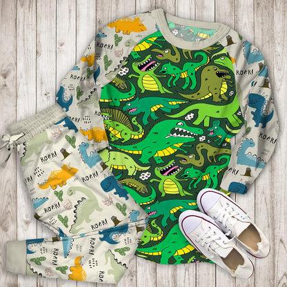 Dinosaurs Pajama Set | Pajamas | Cotton Sleepwear Sets | Soft Long Sleeve Pjs | Raglan Shirt and Pants Set