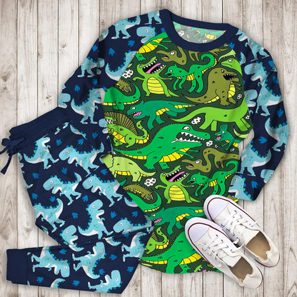 Dinosaurs Pajama Set | Pajamas | Cotton Sleepwear Sets | Soft Long Sleeve Pjs | Raglan Shirt and Pants Set
