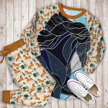 Horse Pajama Set | Pajamas | Cotton Sleepwear Sets | Soft Long Sleeve Pjs | Raglan Shirt and Pants Set