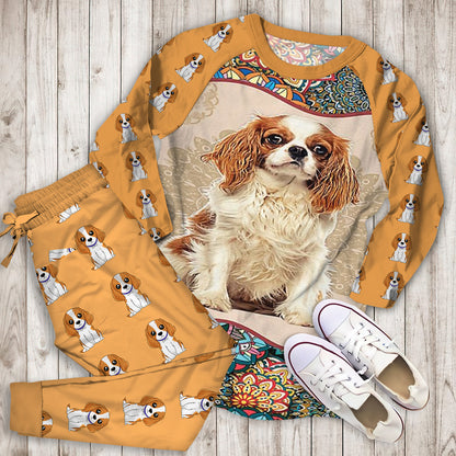Cavalier King Pattern Pajama Set |Sleepwear Pjs Sets | Raglan Shirt Pants Set