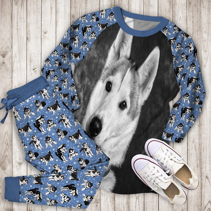 Husky Pajama Set |Sleepwear Pjs Sets | Raglan Shirt Pants Set