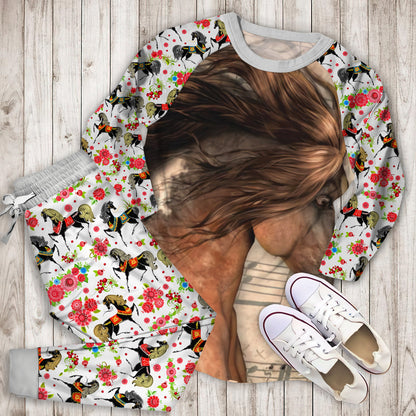 Beautiful Gipsy Horses Pajama Set | Pajamas | Cotton Sleepwear Sets | Soft Long Sleeve Pjs | Raglan Shirt and Pants Set