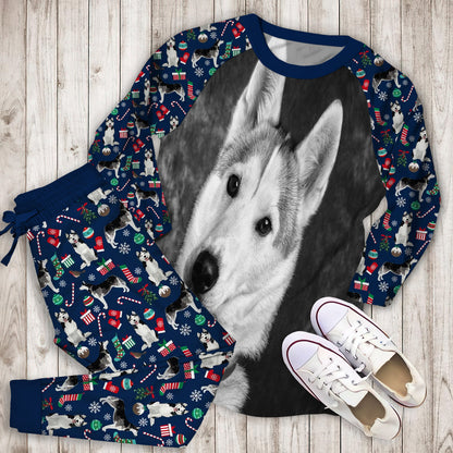 Husky Pajama Set |Sleepwear Pjs Sets | Raglan Shirt Pants Set