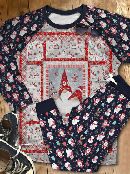 Christmas Gnome Pajama Set |Sleepwear Pjs Sets | Raglan Shirt Pants Set