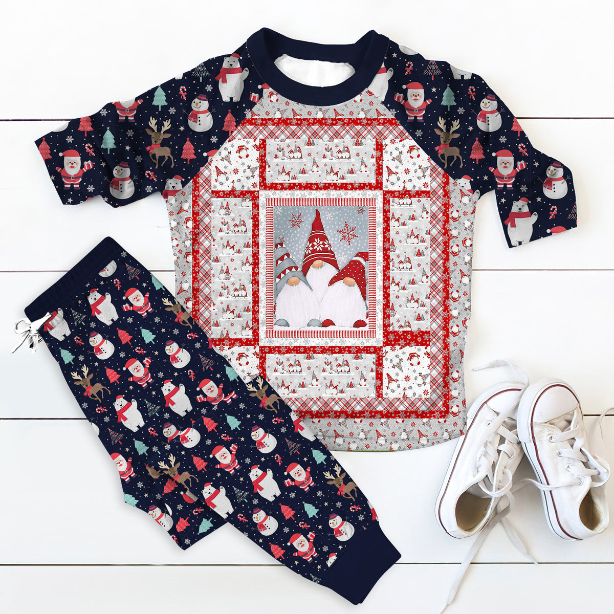 Christmas Gnome Pajama Set |Sleepwear Pjs Sets | Raglan Shirt Pants Set