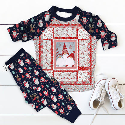 Christmas Gnome Pajama Set |Sleepwear Pjs Sets | Raglan Shirt Pants Set