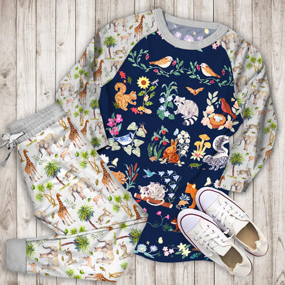 Animal Pajama Set | Pajamas | Cotton Sleepwear Sets | Soft Long Sleeve Pjs | Raglan Shirt and Pants Set