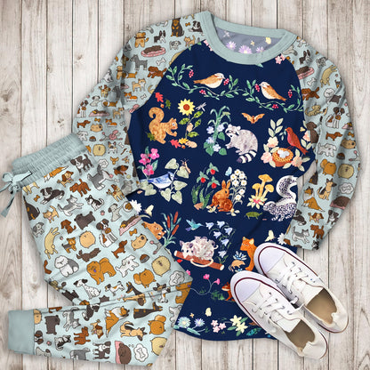 Animal Pajama Set | Pajamas | Cotton Sleepwear Sets | Soft Long Sleeve Pjs | Raglan Shirt and Pants Set