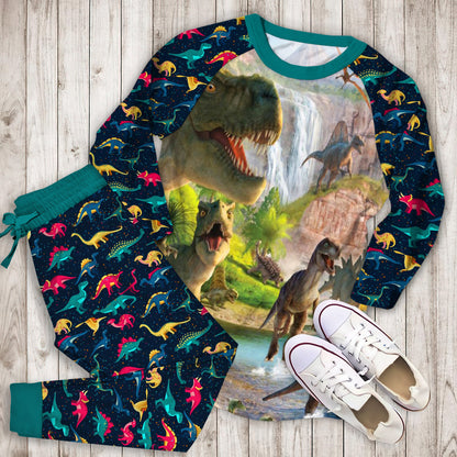 Dinosaur Pajama Set | Pajamas | Cotton Sleepwear Sets | Soft Long Sleeve Pjs | Raglan Shirt and Pants Set