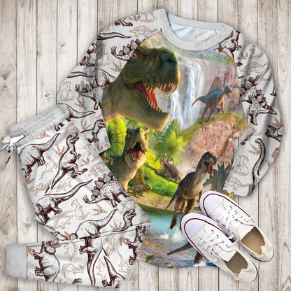Dinosaur Pajama Set | Pajamas | Cotton Sleepwear Sets | Soft Long Sleeve Pjs | Raglan Shirt and Pants Set
