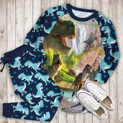 Dinosaur Pajama Set | Pajamas | Cotton Sleepwear Sets | Soft Long Sleeve Pjs | Raglan Shirt and Pants Set
