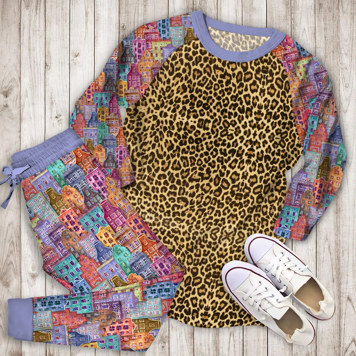 Home Cheetah RePajama Set | Pajamas | Cotton Sleepwear Sets | Soft Long Sleeve Pjs | Raglan Shirt and Pants Set